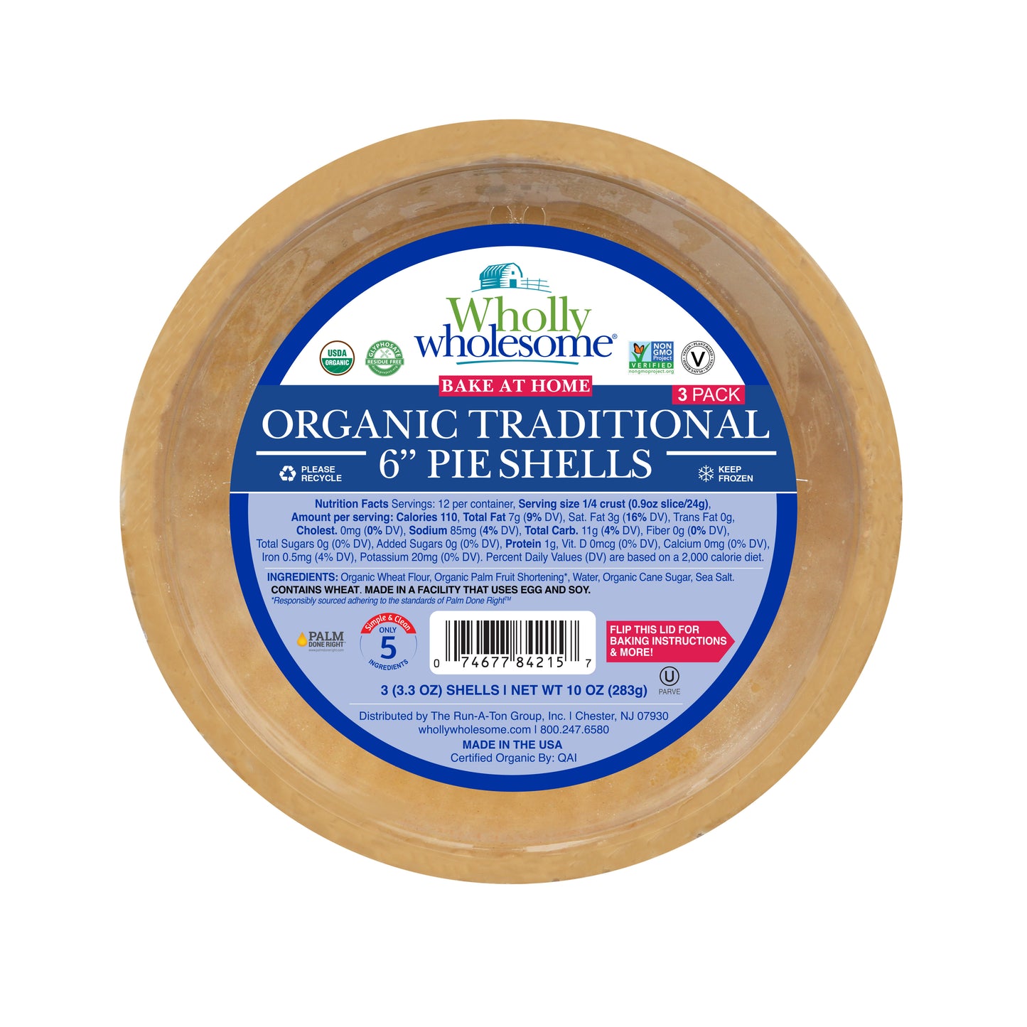 Organic Traditional 6" Pie Shells (6–3 Packs)