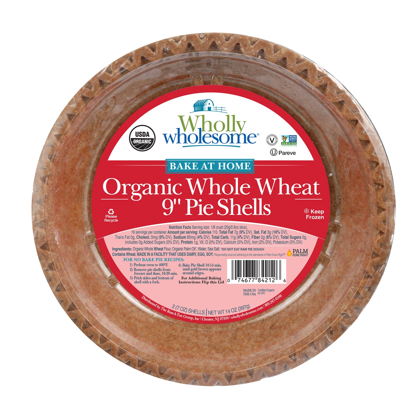 Organic Whole Wheat 9" Pie Shells (12–2 Packs)